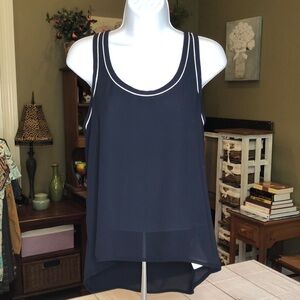 Banana Republic Navy Sleeveless Racerback Top with White Trim Women’s small NWOT